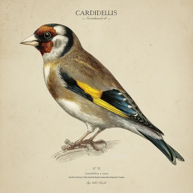European Goldfinch Scientific Illustration