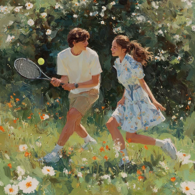 Young Couple Tennis Photo Fashion Style