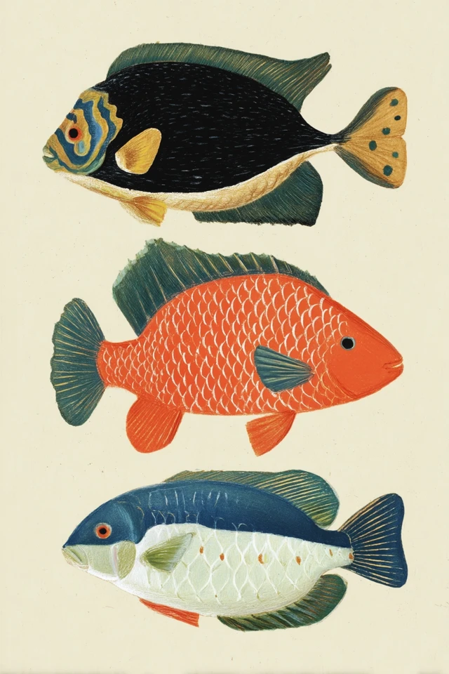Colorful Fish Drawing Illustration Art