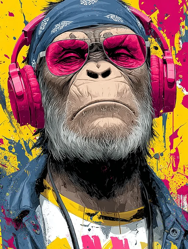Chimpanzee Portrait Pop Art Graffiti Style