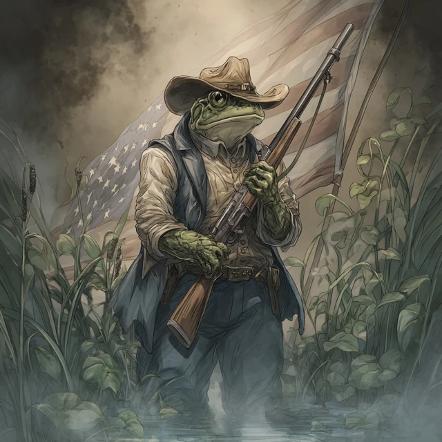 Cowboy Frog Patriot Rifle American Flag