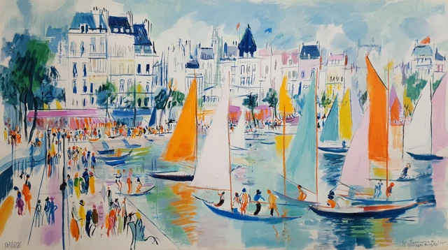 Abstract Sailing Boats in Deauville Painting by Raoul Dufy