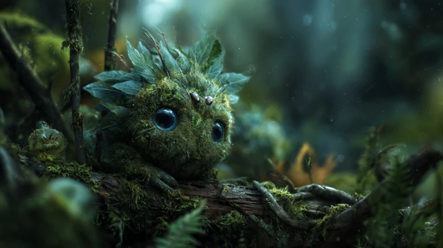 Cute Forest Spirit in a Fantasy Forest