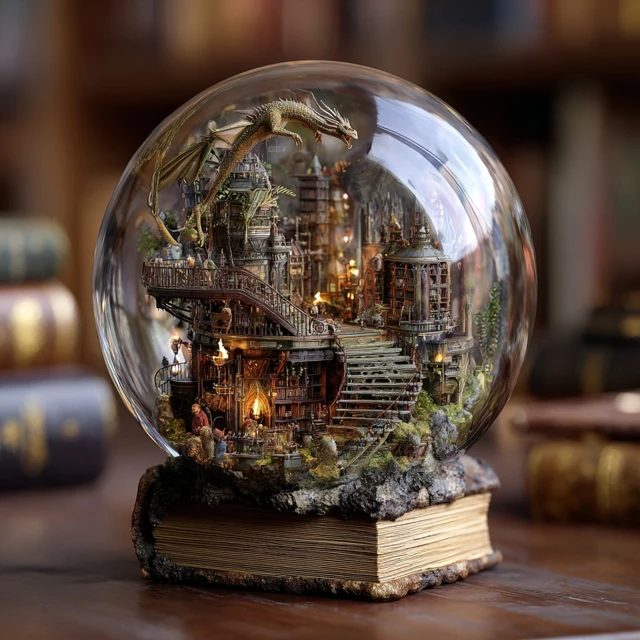 Fantasy Cityscape Intricate Details Magical World