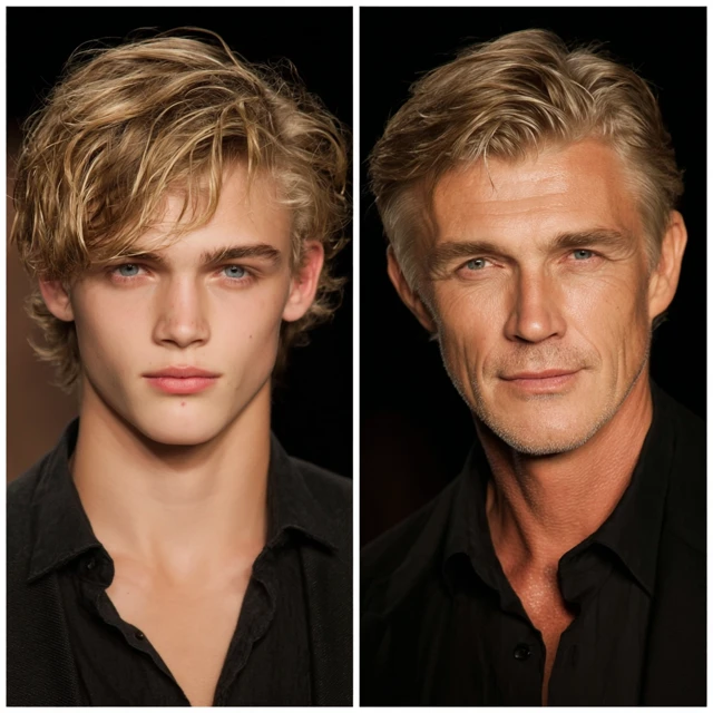 Father and Son Models Blonde Hair Handsome Faces