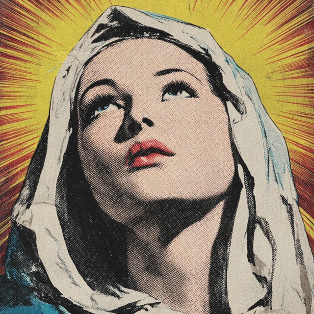 Holy Mary Vintage Comic Illustration