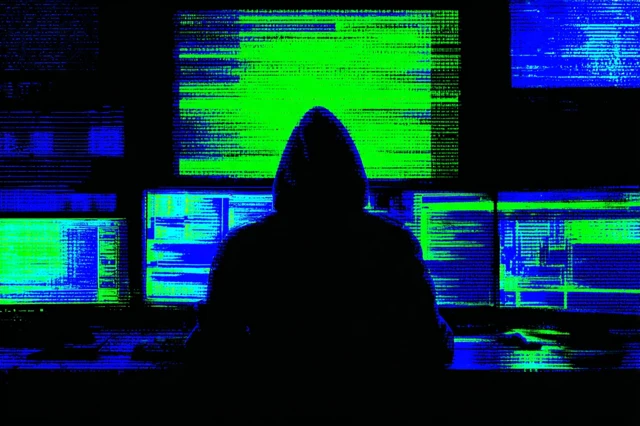 Cyberpunk Hacker in Neonlit Room