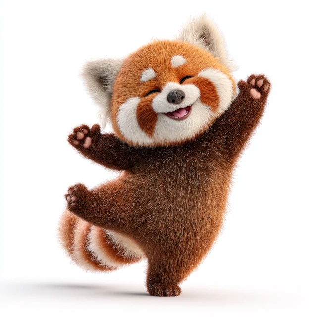 Cute 3D Red Panda Spinning Smiling