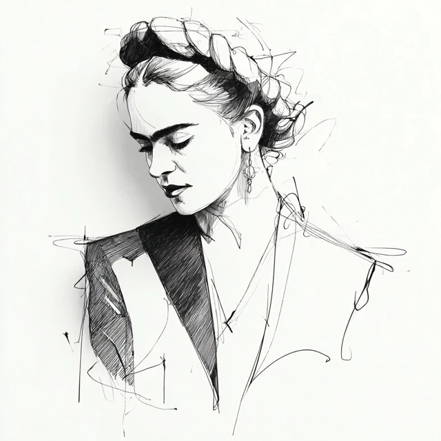 Frida Kahlo Minimal Line Drawing TShirt Design