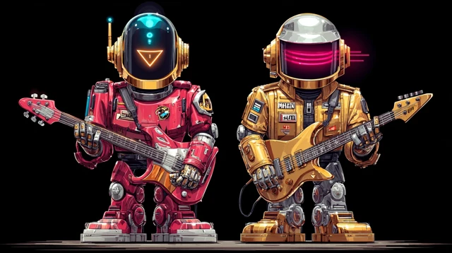 Daft Punk Robots Music Band Illustration