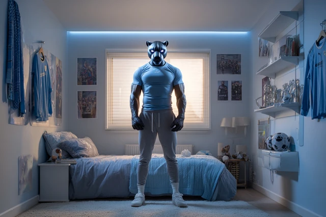 Puma Head Man in Bedroom Football Theme