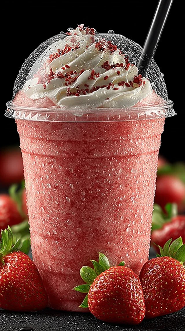 Refreshing Strawberry Milkshake Closeup