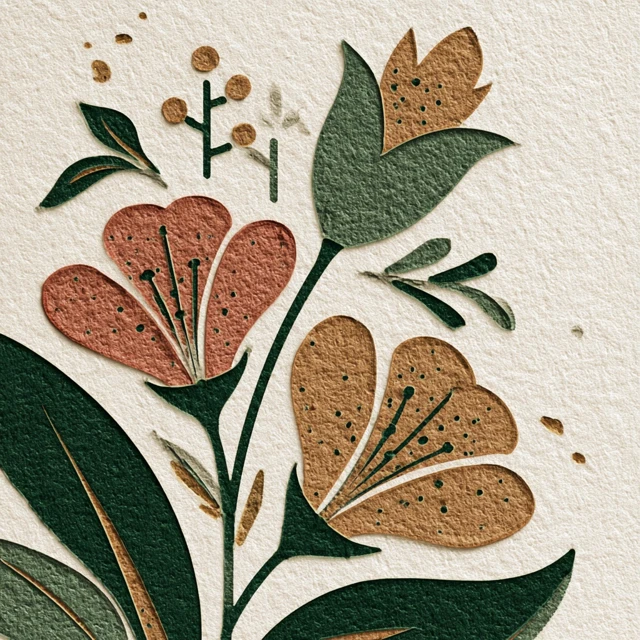 Linocut Flower Illustration Block Print SVG