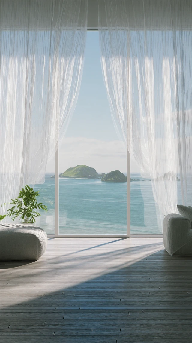 Minimalist Interior Scene Ocean View