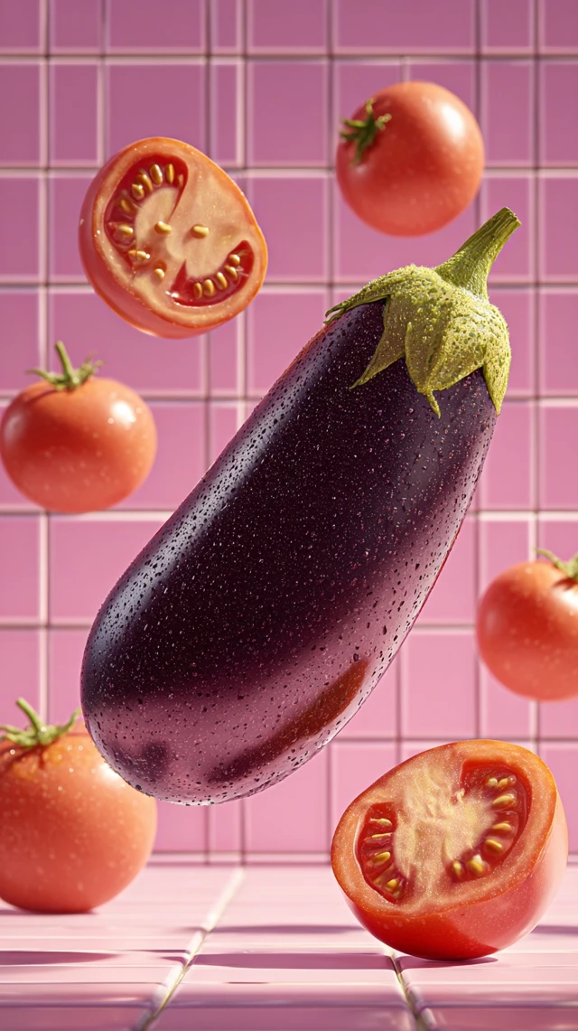 Eggplant Tomato Knife Food Photography