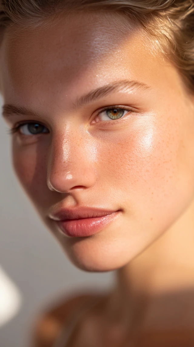 Young Woman Portrait Glowing Skin Natural Beauty