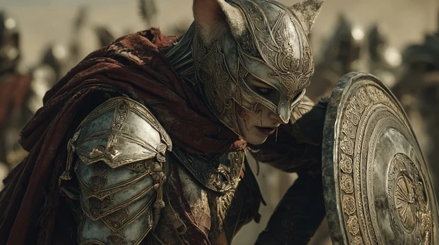 Cat Woman Warrior Battle Fantasy