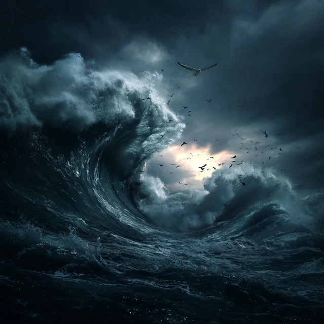Ocean Storm Dramatic Clouds and Surfer