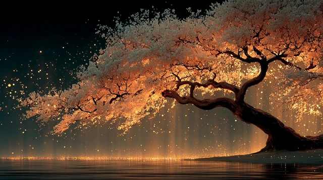 Glowing Tree in Space Illustration