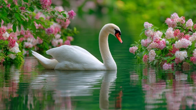 Swan in Lake Spring Nature Photography