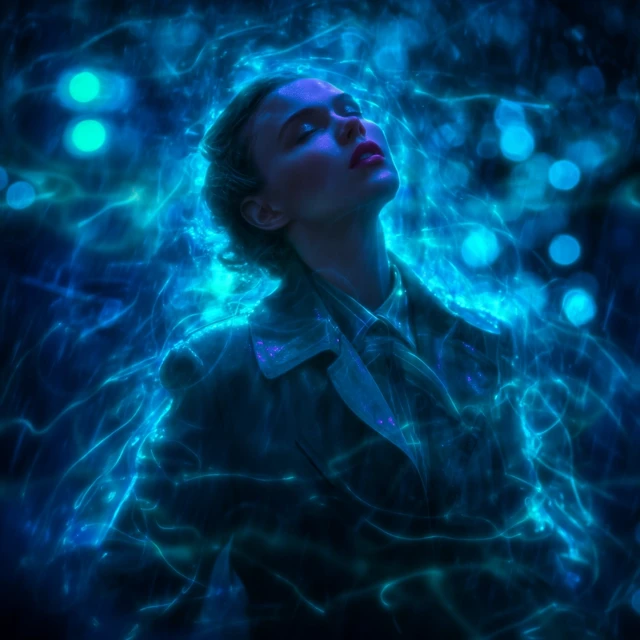 Rainy Day Portrait Woman Ducks Electric Light