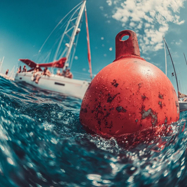 Summer Sea Scene Buoy Yacht Family Fisheye