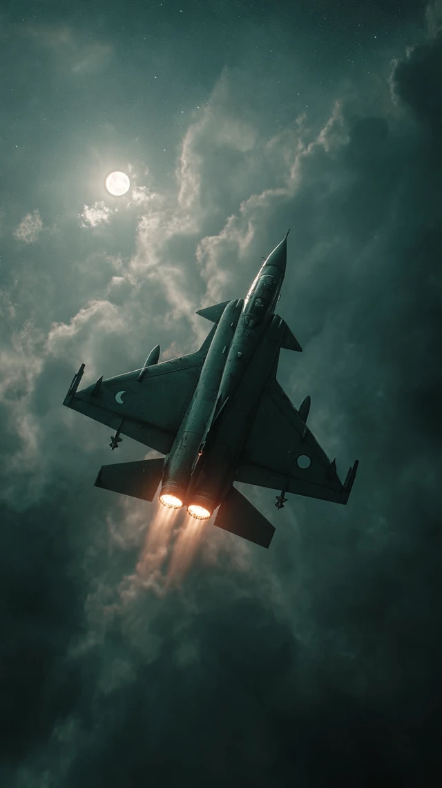 Pakistani Fighter Jet Soaring Through The Night Sky