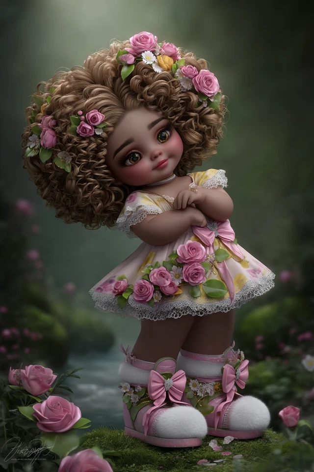 Floral Girl in a Dreamy Landscape