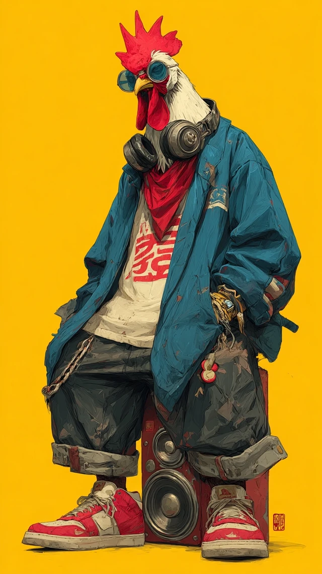 Cool Hip Hop Rooster Chicken Wallpaper Art