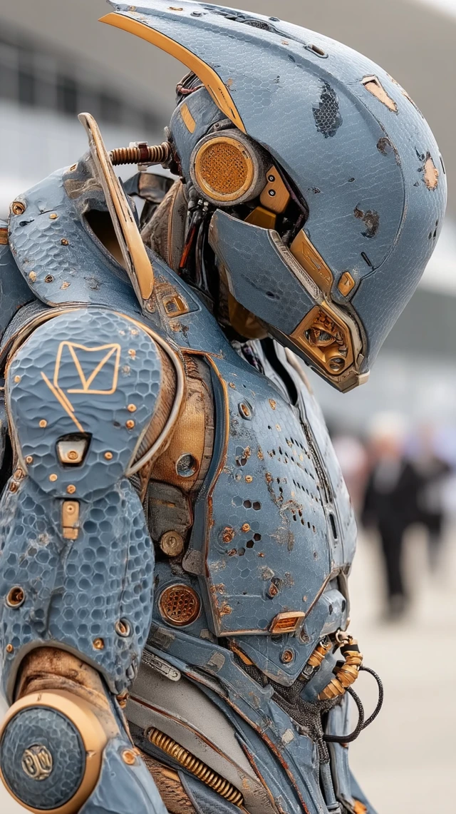 Blue Mecha Transformer with BMW Logo 3D Render