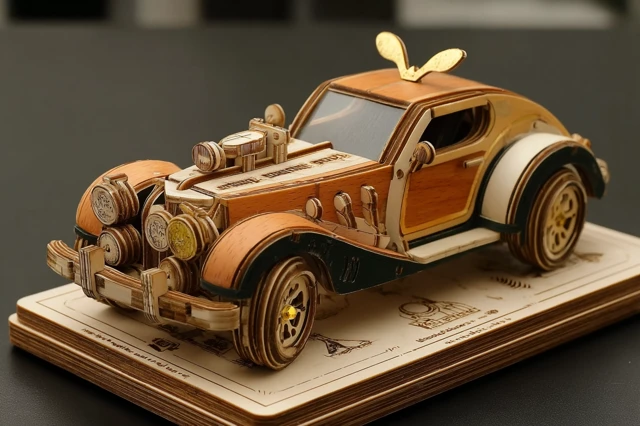 Retro 3D Puzzle Alice Sports Car Wooden Model
