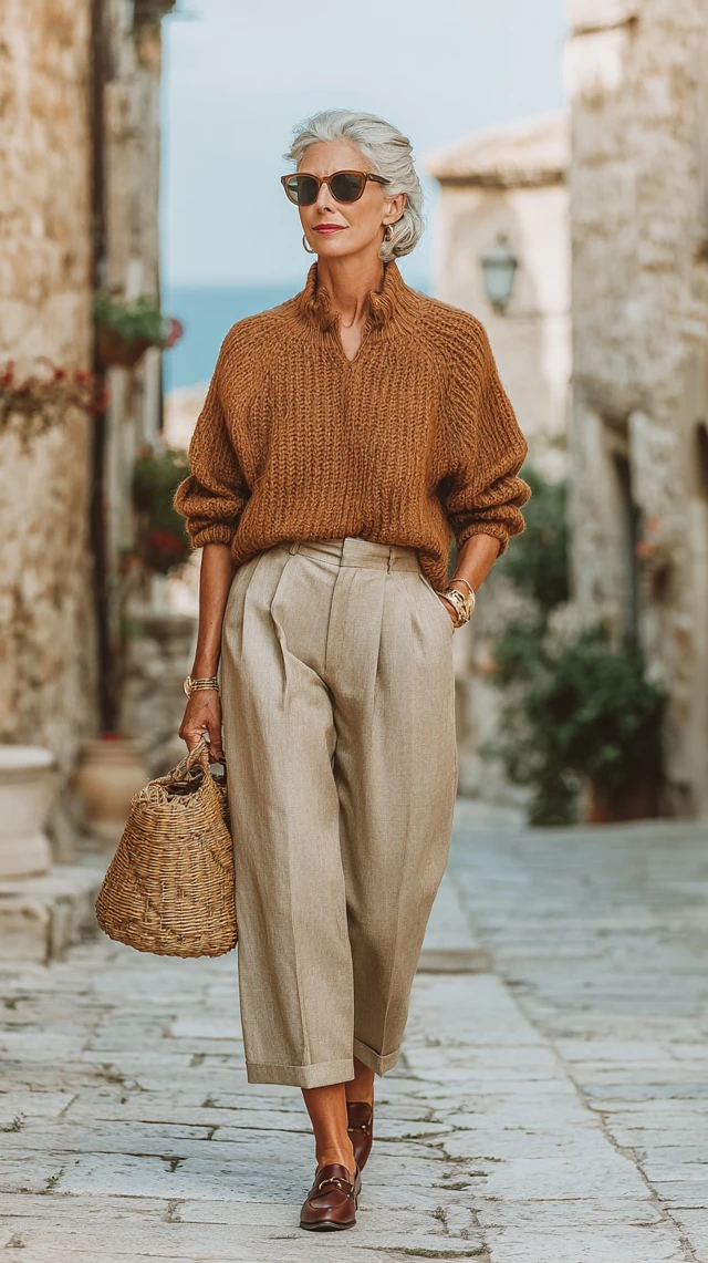 Elegant Mature Woman in Milanese Fashion