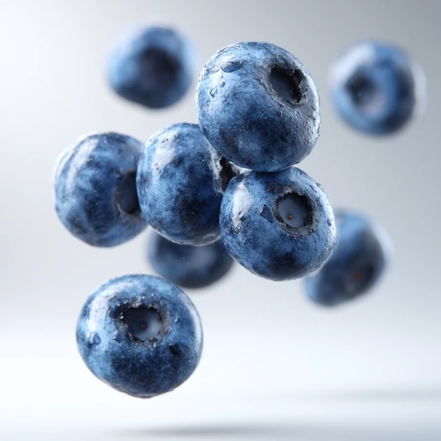 Blueberries Flying in Air Ultra Realistic Photo