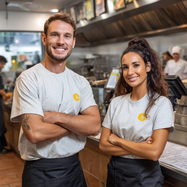 Restaurant Employees Smiling Behind the Counter