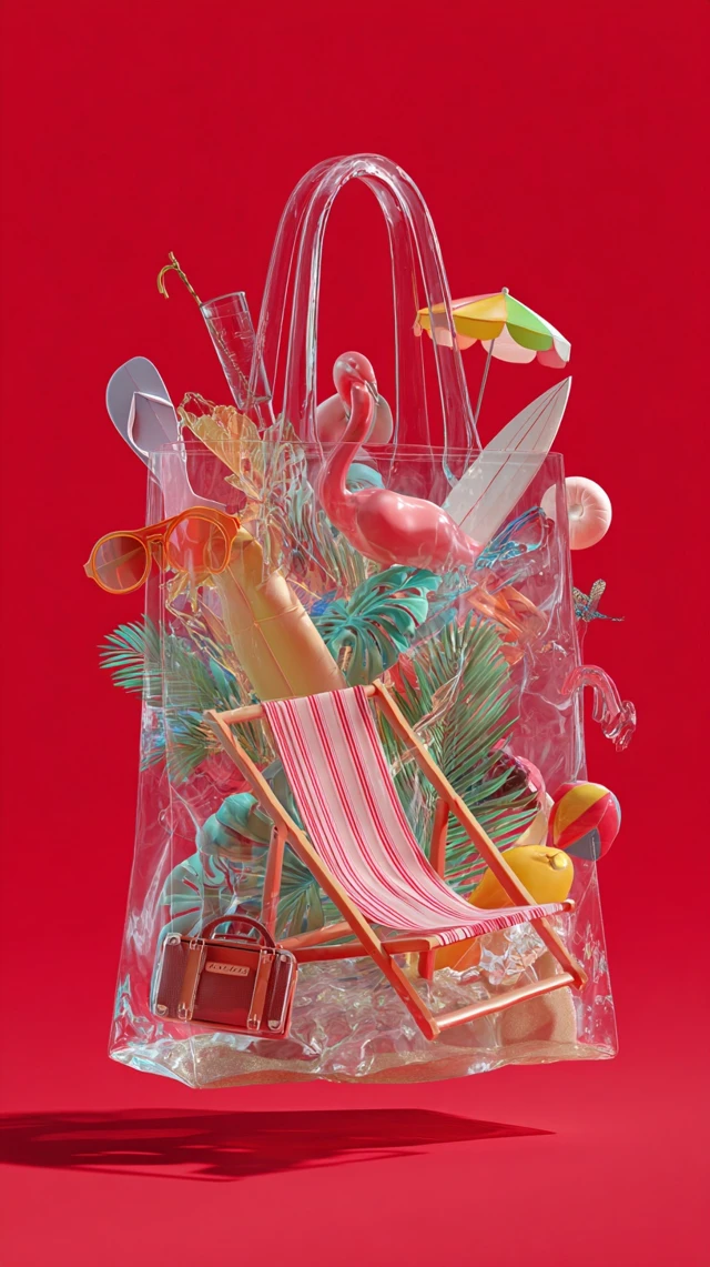 Summer Vacation Shopping Bag Red Acrylic Style