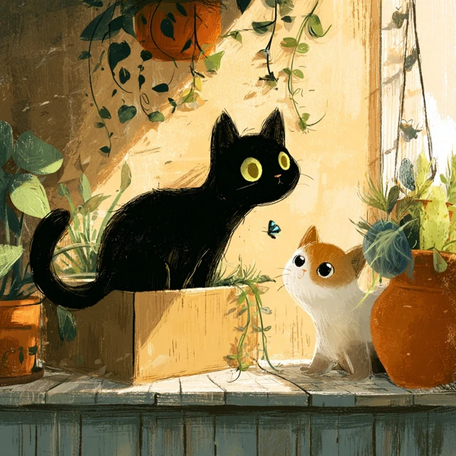 Cats on a Balcony Painting