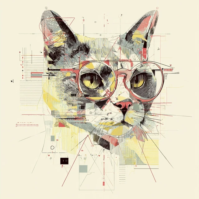 Cat With Glasses Abstract Art