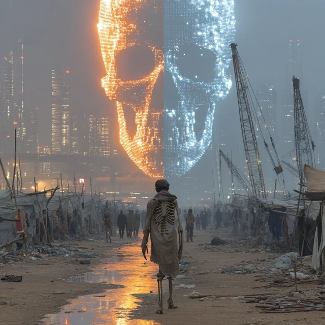 Futuristic City Contrast NEOM Megacity Cyberpunk Scene