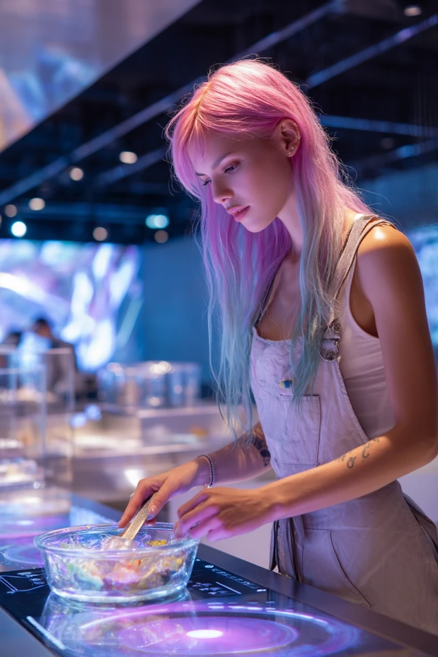 Futuristic Chef in a Stylish Kitchen