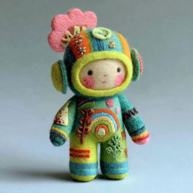 Felt Baby Doll with Textured Patches