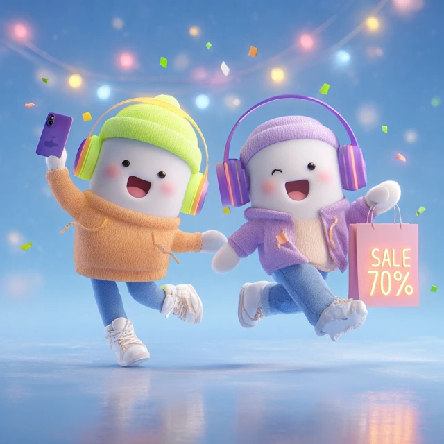Cute 3D Cartoon Characters Shopping Sale