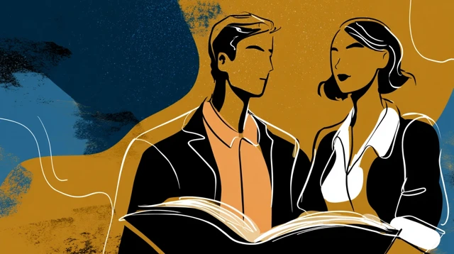 Wise Man and Woman Dialogue Illustration