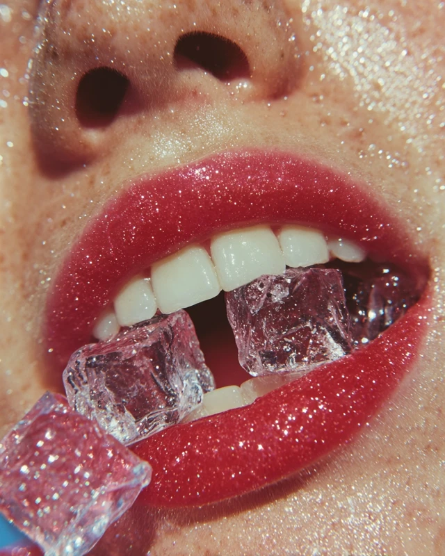 Pop Art Macro Photograph Glossy Lips Girl Sparkles