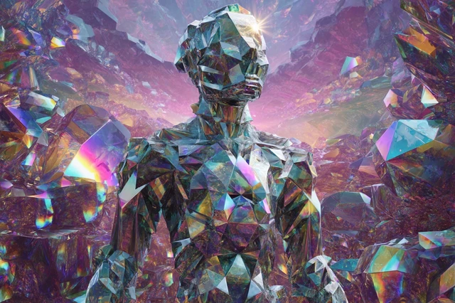 Fractal Glass Being in Alien World Artwork