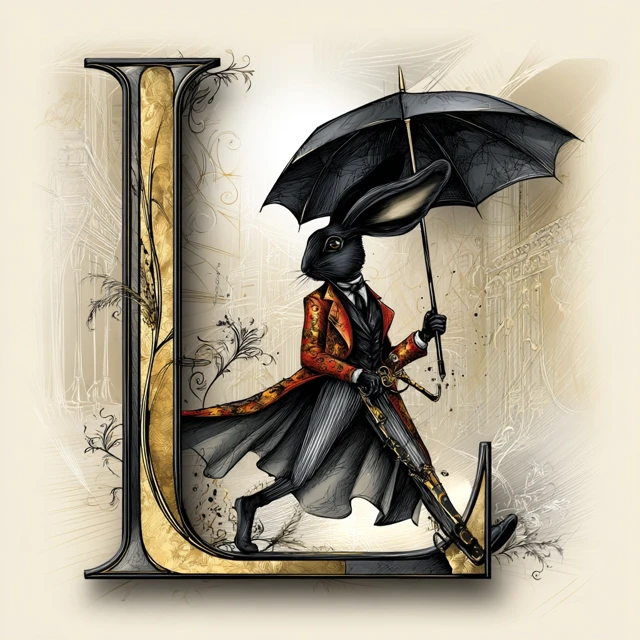 Illuminated L Letter Parisian Rabbit Belle Epoque Fashion