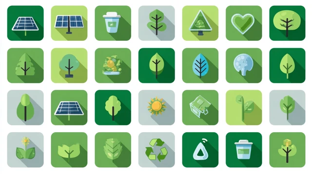 Eco Friendly Icons Vector Set Green Tones