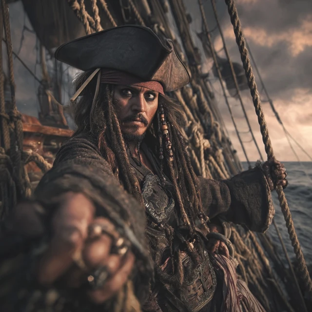 Pirate Captain at Sea Photorealistic Image