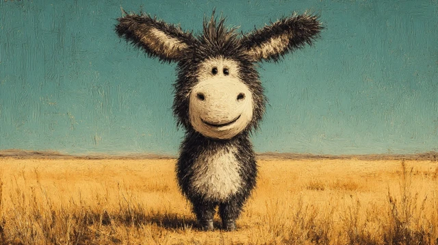 Cute Smiling Donkey in a Field 3D Illustration