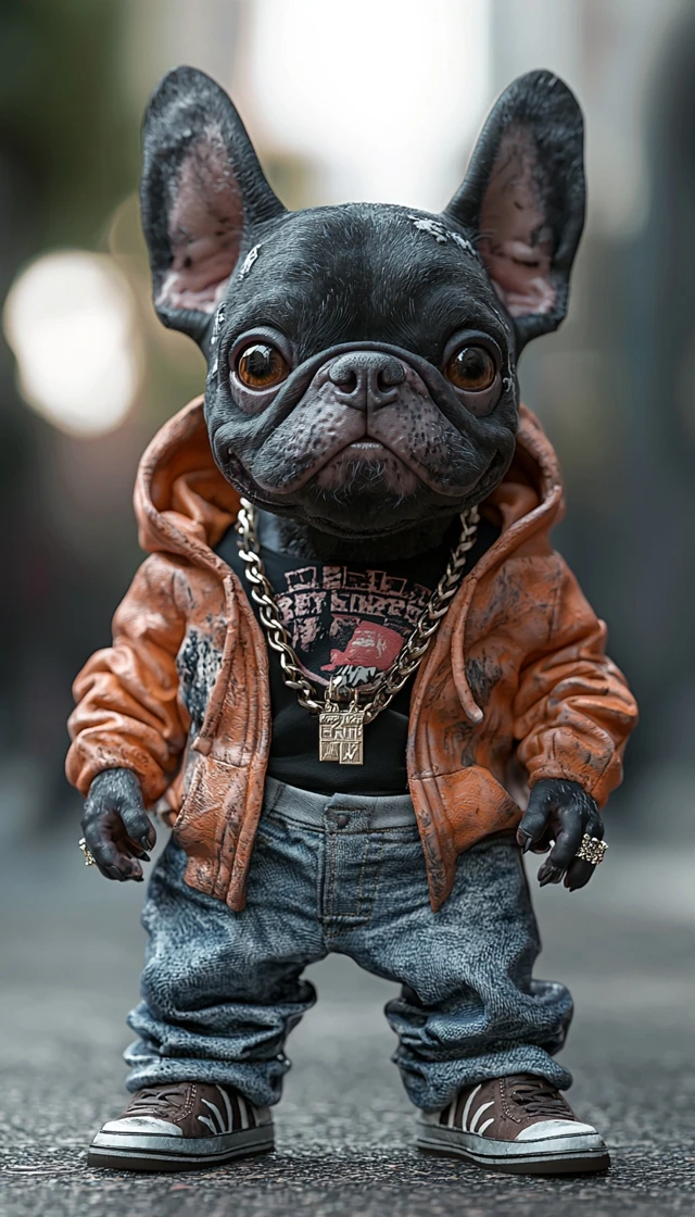 Rapper French Bulldog Cool Urban Style 3D Art