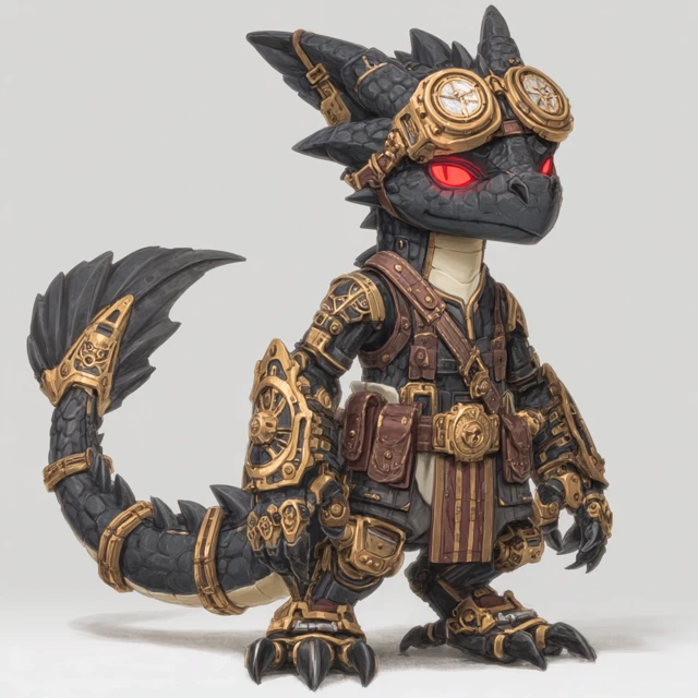 Steampunk Kobold with Mechanical Leg Fantasy Art